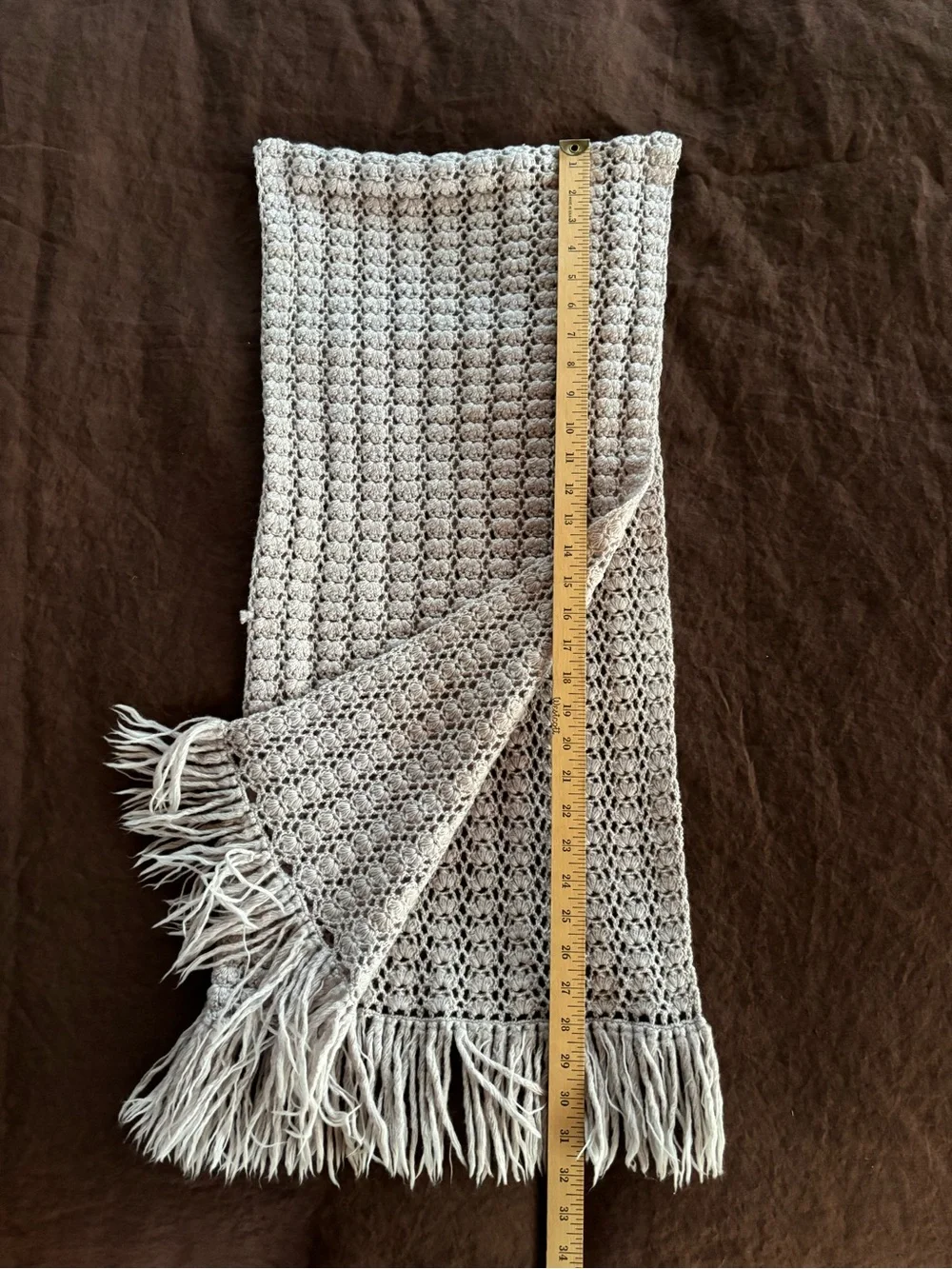 Vintage Hand Crocheted Wool Scarf